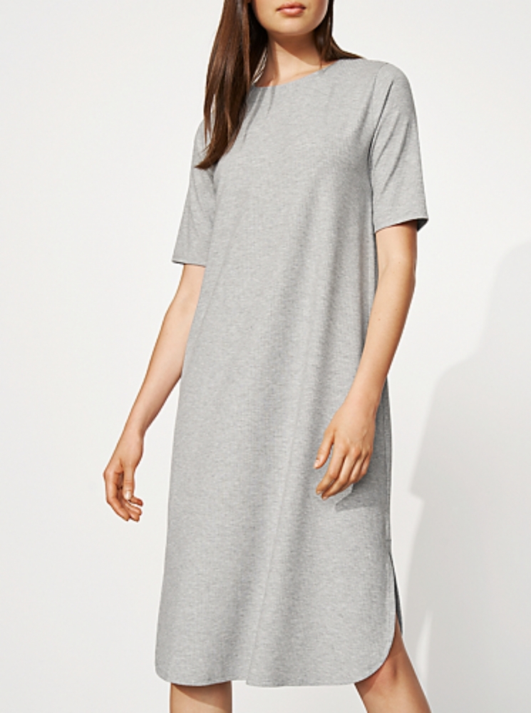 NWOT Eileen Fisher Tencel Rib Crewneck Dress L
